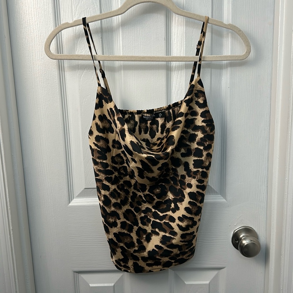Cowl Neck Leopard Tank